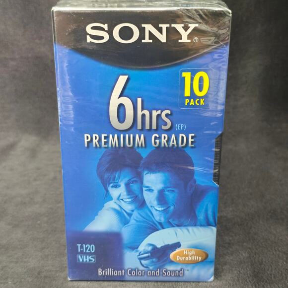 Sony T-120 Blank VHS Video Tape 6 Hour Premium Grade New Factory Sealed 10 Pack - Picture 6 of 7